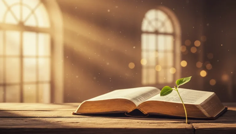 What does the Bible say about hope - open Bible with new growth symbolizing hope