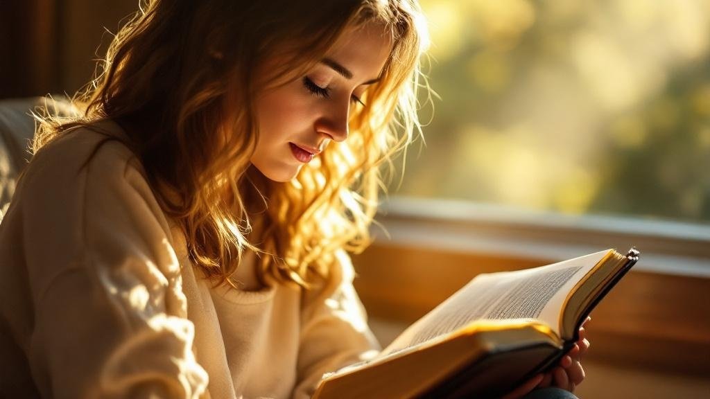 Person reading Bible in morning light — faith comes by hearing the word of God