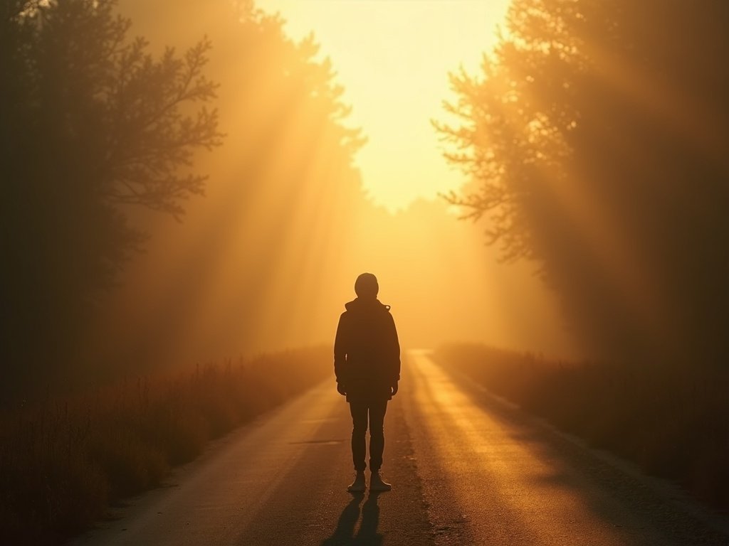 Person at fork in road — the choice between faith and unbelief