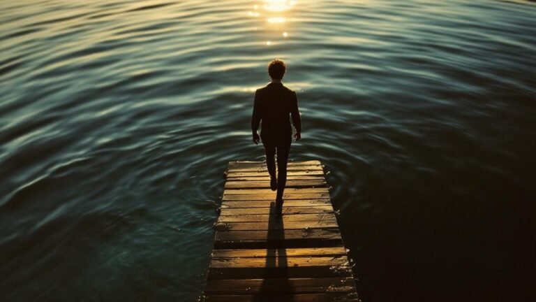 Person stepping onto water — faith vs doubt, Peter walking on the sea