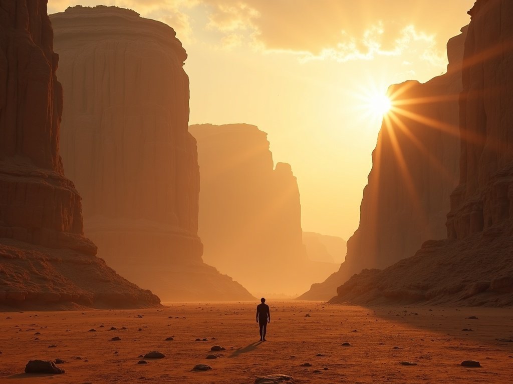 Lone figure in ancient desert landscape — the faith of Abraham and the patriarchs